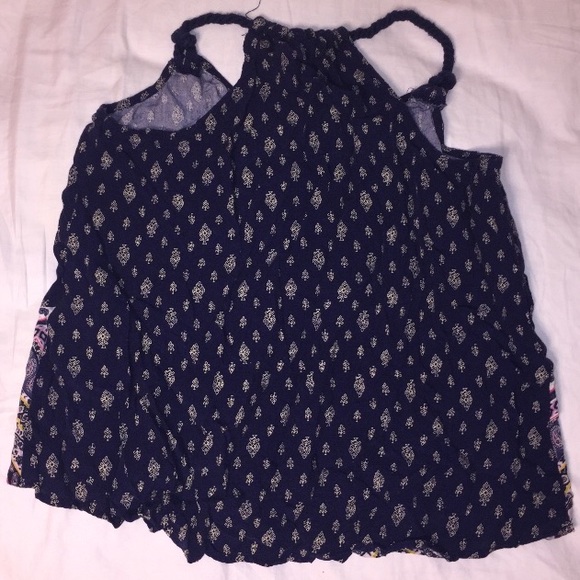 Patterned Dark Blue Halter Top - Picture 2 of 3